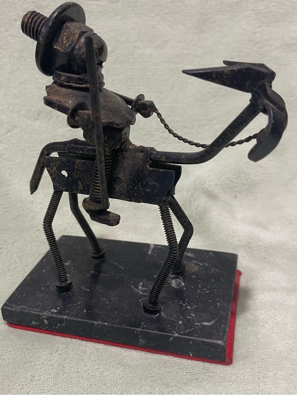 Vintage Brutalist Don Quixote Metal Sculpture Man of La Mancha Welded Nail Art